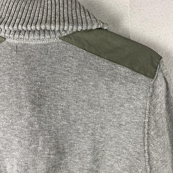 Banana Republic Shawl Collar Sweater Mens Large Gray Elbow Shoulder Patch Cotton - Picture 15 of 16